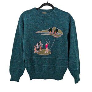 Vintage Angelo Litrico Golf Scene Sweater Men Size M 48/50 Chunky Knit Retro 90s